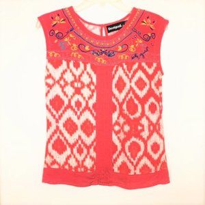 Christian LaCroix x Desigual Embroidered Chiffon Sleeveless Top Oversized